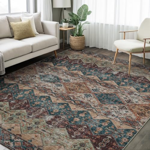 Dotiiorug Waschbarer Vintage-Teppich für Wohnzimmer, niedriger Flor, 12,7 x 17,8 cm, fusselfrei, weich, schmutzabweisend, für den Innenbereich, Blumendruck, Matte für Schlafzimmer, Esszimmer, 087 Dotiiorug Waschbarer Vintage-Teppich für Wohnzimmer, niedriger Flor, 12,7 x 17,8 cm, fusselfrei, weich, schmutzabweisend, für den Innenbereich, Blumendruck, Matte für Schlafzimmer, Esszimmer, 087 von Dotiiorug