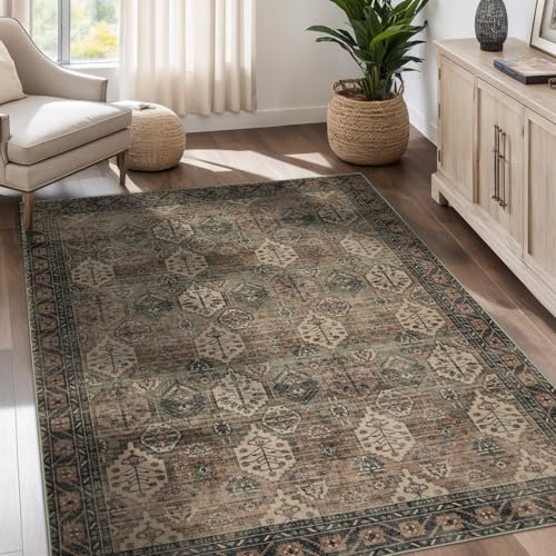Dotiiorug Waschbarer Vintage-Teppich für Wohnzimmer, niedriger Flor, 12,7 x 17,8 cm, rutschfest, fusselfrei, weich, schmutzabweisend, für den Innenbereich, Blumendruck, Matte für Schlafzimmer Dotiiorug Waschbarer Vintage-Teppich für Wohnzimmer, niedriger Flor, 12,7 x 17,8 cm, rutschfest, fusselfrei, weich, schmutzabweisend, für den Innenbereich, Blumendruck, Matte für Schlafzimmer von Dotiiorug
