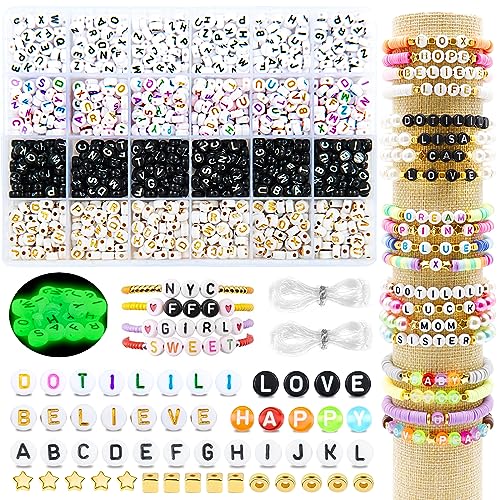 Dotilili 1600 Stück Buchstabenperlen Set, 6 Stile Rund Alphabet Perlen Acryl A-Z Buchstaben Weiß Schwarz Bunte Perlen UV Alphabet Letter Beads für Armbänder Halsketten Schmuck Basteln DIY Dotilili 1600 Stück Buchstabenperlen Set, 6 Stile Rund Alphabet Perlen Acryl A-Z Buchstaben Weiß Schwarz Bunte Perlen UV Alphabet Letter Beads für Armbänder Halsketten Schmuck Basteln DIY von Dotilili