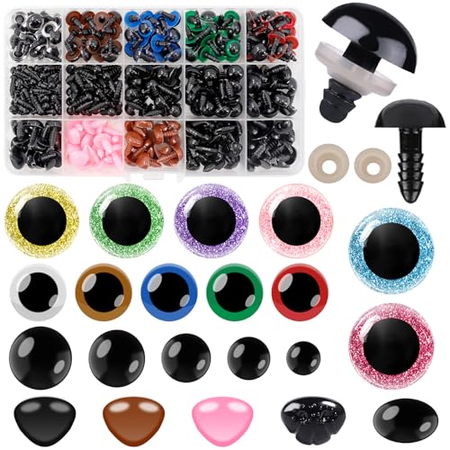 Dotilili 5-30mm Sicherheitsaugen für Häkeltiere, 572 Stück Bunt Puppenaugen mit Unterlegscheiben, Glitzer Amigurumi Augen und Sicherheitsnasen Kunststoff Knopfaugen mit Box für Plüschtier Marionette Dotilili 5-30mm Sicherheitsaugen für Häkeltiere, 572 Stück Bunt Puppenaugen mit Unterlegscheiben, Glitzer Amigurumi Augen und Sicherheitsnasen Kunststoff Knopfaugen mit Box für Plüschtier Marionette von Dotilili