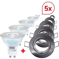 DOTLUX LED-Einbaufassung MINIgu10 edelstahl gebuerstet mit Leuchtmittel GU10 3000K 6W dimmbar 5er Set - 600104 von Dotlux