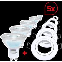 DOTLUX LED-Einbaufassung MINIgu10 weiss mit Leuchtmittel GU10 3000K 6W dimmbar 5er Set - 600103 von Dotlux