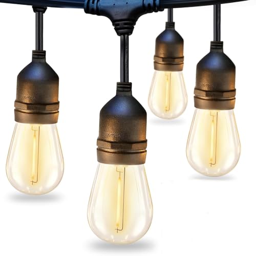 Dotrvmp LED Lichterkette Außen Innen 39m IP65 Wasserdicht Verbindbare Lichterketten mit 40 E27 S14 1W LED Glühbirnen für Garten, Balkon, Terrasse, Hochzeit, Party, Weihnachtsbaum 2700K Warmweiß von Dotrvmp