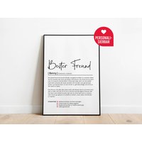 Bester Freund Definition, Personalisiertes Poster Geschenk, Bruder Freundschaft Herzensmensch, Geburtstag Hochzeit Weihnachten Wörterbuch von DotsAndLinesCreativ