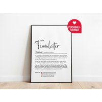Teamleiter Definition, Geschenk Poster Personalisiert, Mitarbeitergeschenk Team, Teamleitung Projektleiter Chef Manager, Danke Sagen von DotsAndLinesCreativ