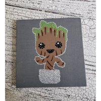 Baby Groot Punkt Kunst/6 X 6-Zoll-Holz Personalisierte Wunder Avengers Geschenke Unter 25 Kinder Zimmer Dekor Hängend Wandkunst von DotsByDana