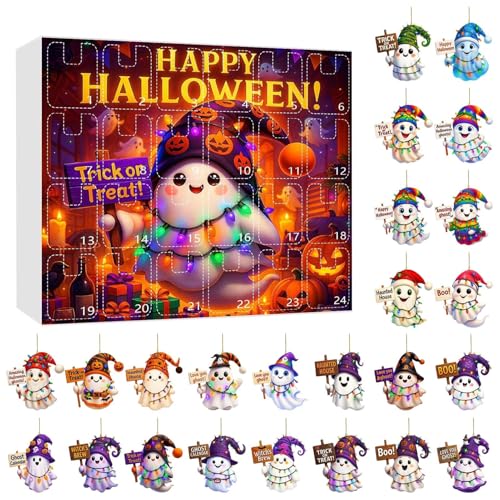 Dottduya Halloween Countdown Kalender | Weihnachts Countdown Kalender 24 Tage Geist Adventskalender | Acryl 2D Festliche Ornament Deko für Haus Wand Party Fest Aktivitäten Versammlung Zuhause Anzeige von Dottduya