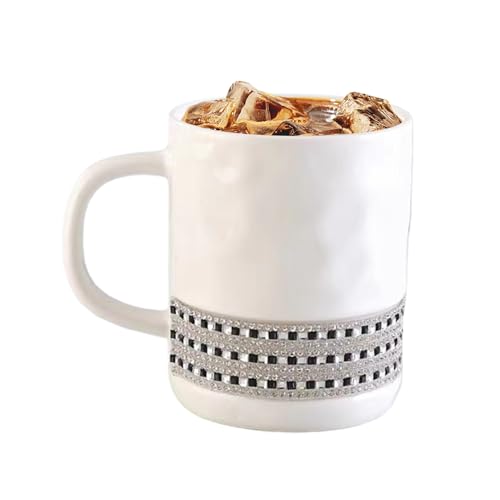 Dottduya Rhinestone Kaffeetasse | 300ml Trinkbecher Für Zuhause - Keramik Mehrzweckbecher Für Kaffee Tee Und Bier von Dottduya
