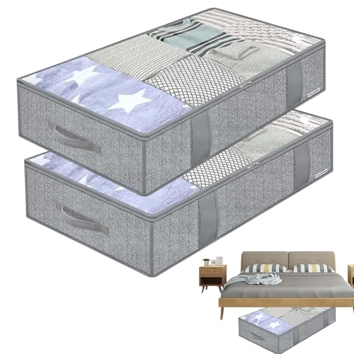 Dottduya Unterbett Aufbewahrungsboxen,Transparenter Bettdecken Organizer - 2 Stücke Staubsicher Faltschachtel Für Wohnzimmer Schlafzimmer Schrank Dachboden Reise Dottduya Unterbett Aufbewahrungsboxen,Transparenter Bettdecken Organizer - 2 Stücke Staubsicher Faltschachtel Für Wohnzimmer Schlafzimmer Schrank Dachboden Reise von Dottduya