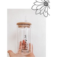 Personalisiertes Bierdosenglas Mit Bambusdeckel Und Strohhalm - 16 Unzen Smoothie, Eiskaffee, Cocktailglas von DottieWombat