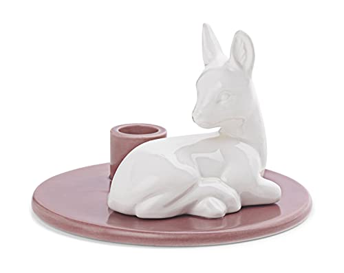 Dottir - Kerzenleuchter, Kerzenständer - Birthday Stories Fawn - Bambi, REH - Rosé - Rund - 62 mm x 90 mm von Dottir Nordic Design