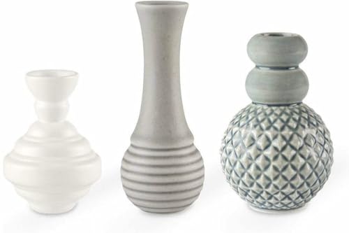 Dottir Nordic Design - Vasen Set - Samsurium Minibell - Blau-Grau - 3-teilig - 7,5-10,4 cm von Dottir Nordic Design