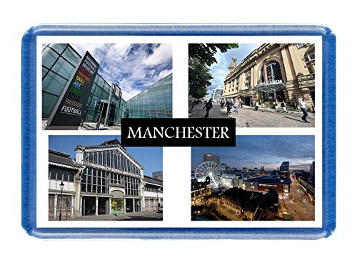 Manchester – postcard-style Design – 7 cm x 4,5 cm – Neuheit Tourismus Kühlschrank Magnet. von DottsMusic