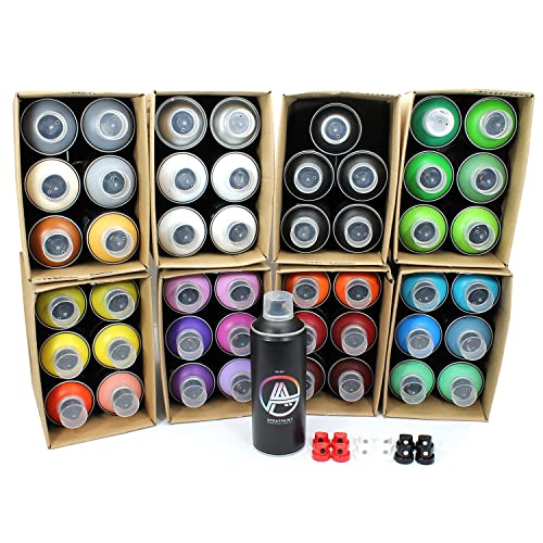 Double A Spraypaint Sprühdosen Set, Paket Multicolor Groß, 48 Spraydosen 400ml + Sprühaufsätze von Double A Spraypaint