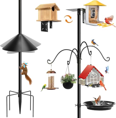 234 cm Freien Vogelfutterstation Ständer, Vogelfutter Station, Verstellbarer Robuster Metallsockel Mit 5 Zinken, Terrasse, Gartendekoration (Ohne Vogelhaus) Vogelfütterungsstation-Kit von DoubleCare