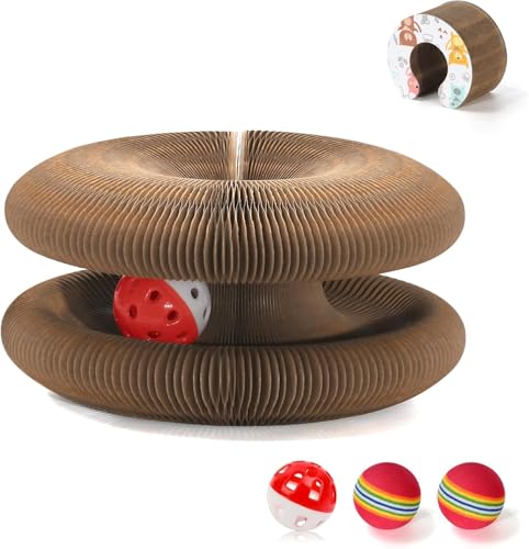 Magic Organ Kratzbrett mit 3 Bällen, Faltbares Recycelbares Akkordeon Katzenspielzeug von DoubleCare