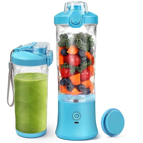 Mixer Smoothie Maker 600ml, Wiederaufladbarer, 4000 mAh Portable Blender, 3D 6 Klingendesign und IP67 Wasserdichtigkeit, USB-Frischsaftmixer mit 2 Mixmodi und 270 W Motor Leicht umrühren von DoubleCare