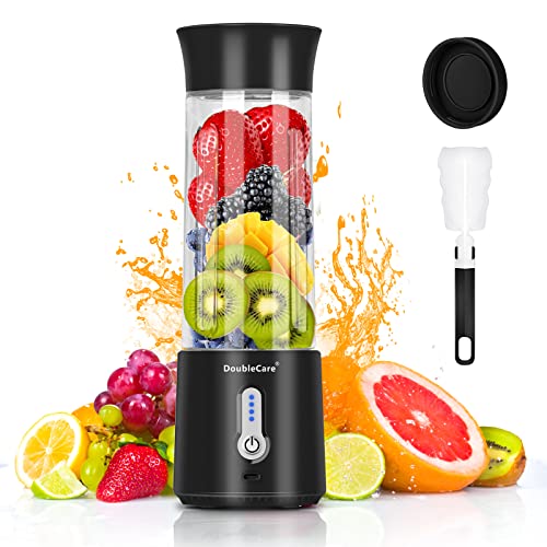 Mixer für Shakes und Smoothies, 500 ml elektrischer Entsafter, 4000 mAh smoothie maker to go mit BPA-freiem Material, USB-aufladbarer Frischsaft-Mixer für Fitnessstudio, Outdoor,black von DoubleCare