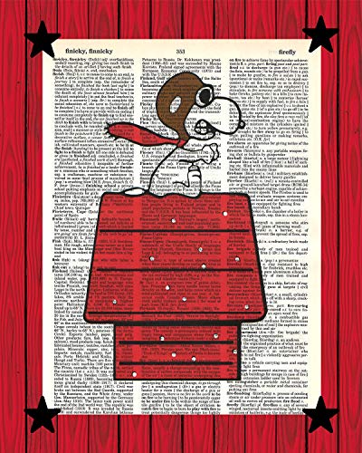 Snoopy Red Baron Poster Charlie Brown Peanuts Wanddekoration Snoopy Flying Ace Wörterbuchdruck, 20 x 25 cm von DoubleDare Designs