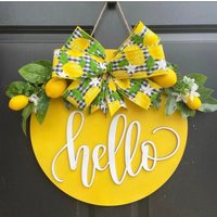 Türschild Frühling Sommer Hello Lemon von DoubleDoodleDesigns