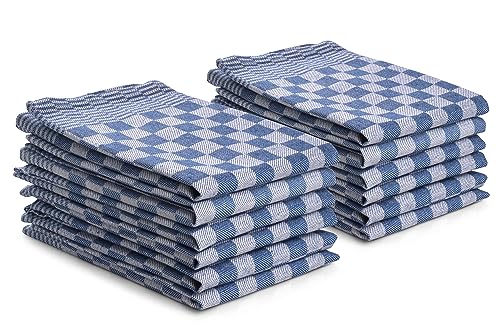 DoubleDry 12er Set Geschirrtücher Baumwolle 50x70 cm – Küchenhandtücher & Küchentücher Baumwolle – Hochwertige Geschirrhandtücher – Oeko-Tex Zertifiziert – Küchentuch(Blau) von DoubleDry