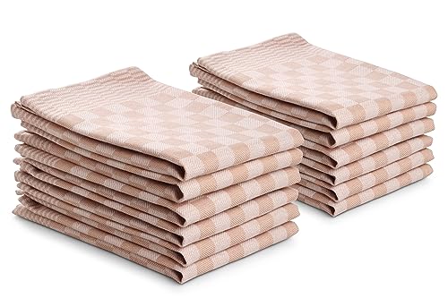 DoubleDry 12er Set Geschirrtücher Baumwolle 50x70 cm – Küchenhandtücher & Küchentücher Baumwolle – Hochwertige Geschirrhandtücher – Oeko-Tex Zertifiziert – Küchentuch(Sand) von DoubleDry