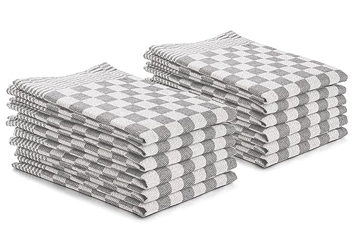 DoubleDry 12er Set Geschirrtücher Baumwolle 50x70 cm – Küchenhandtücher & Küchentücher Baumwolle – Hochwertige Geschirrhandtüche – Oeko-Tex Zertifiziert – Küchentuch(Grau) von DoubleDry