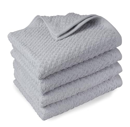 DoubleDry Popcorn Handtücher Set– 4er Set 70x140 cm Baumwolle – 420 g/m² – Weich & Saugstark – Badetuch badehandtücher - Oeko-Tex Made in Green Zertifiziert (Hell Grau) von DoubleDry