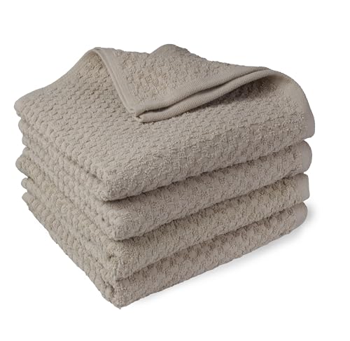 DoubleDry Popcorn Handtücher Set– 4er Set 70x140 cm Baumwolle – 420 g/m² – Weich & Saugstark – Badetuch badehandtücher - Oeko-Tex Made in Green Zertifiziert (Taupe) von DoubleDry