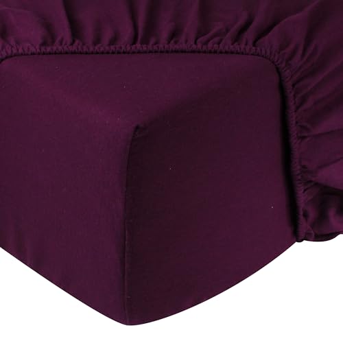 DoubleDry Flanell Spannbettlaken 180x200 cm – Spannbettlaken aus 100% Baumwolle – Öko-TEX-Zertifiziert – Weiches und atmungsaktives Bettlaken – Passend für Matratzen bis zu 28 cm (Aubergine) von DoubleDry