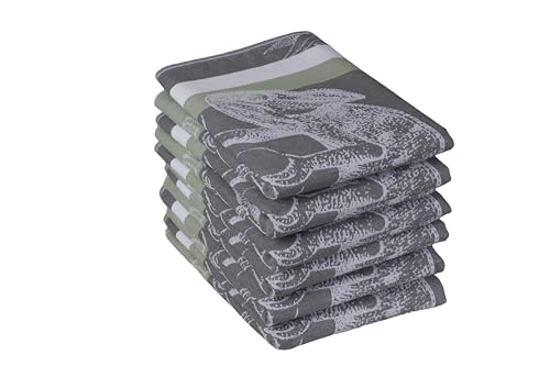 DoubleDry Geschirrtücher Baumwolle - 6-teilig - 50x70cm - Oeko-Tex Zertifiziert - Hochwertige Geschirrhandtücher - Jungle, Grau von DoubleDry