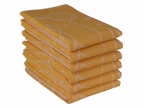 DoubleDry Geschirrtücher Baumwolle - 6-teilig - 50x70cm - Oeko-Tex Zertifiziert - Hochwertige Geschirrhandtücher - Küchengeräte, Gelb von DoubleDry