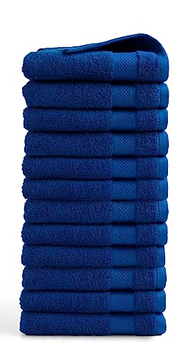 DoubleDry Hotel Kollektion Handtücher Set - 12 Teilig - 100% Baumwolle - 500 g/m² - Weich - 50x100 cm - Oeko-TEX Zertifiziert - Klassisches Blau von DoubleDry