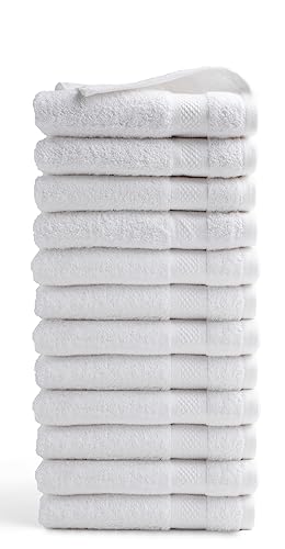 DoubleDry Hotel Kollektion Handtücher Set - 12 Teilig - 100% Baumwolle - 500 g/m² - Weich - 50x100 cm - Oeko-TEX Zertifiziert - Weiß von DoubleDry