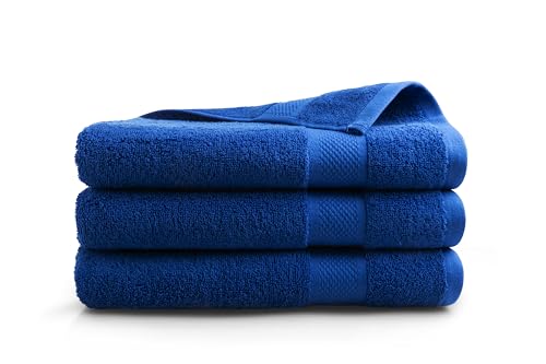 DoubleDry Premium Handtücher Set - 3 Stück 70 X 140 cm Baumwolle - 500 g/m² - Weich & Saugstark - Badetuch badehandtücher Große Handtuch (Klassisches Blau) von DoubleDry