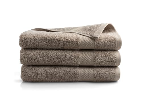 DoubleDry Premium Handtücher Set - 3 Stück 70 X 140 cm Baumwolle - 500 g/m² - Weich & Saugstark - Badetuch badehandtücher Große Handtuch (Taupe) von DoubleDry