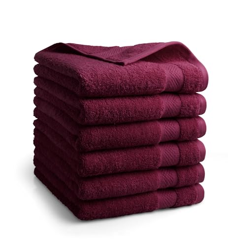 DoubleDry Premium Handtücher Set - 6 Stück 50 X 100 cm Baumwolle - 500 g/m² - Weich & Saugstark - Handtuch Badetuch badehandtücher für Bad und Dusche (Bordeaux Rot) von DoubleDry