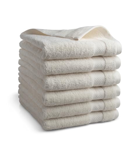 DoubleDry Premium Handtücher Set - 6 Stück 50 X 100 cm Baumwolle - 500 g/m² - Weich & Saugstark - Handtuch Badetuch badehandtücher für Bad und Dusche (Creme) von DoubleDry