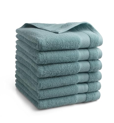 DoubleDry Premium Handtücher Set - 6 Stück 50 X 100 cm Baumwolle - 500 g/m² - Weich & Saugstark - Handtuch Badetuch badehandtücher für Bad und Dusche (Denim Blau) von DoubleDry