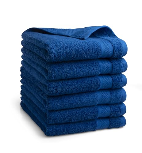 DoubleDry Premium Handtücher Set - 6 Stück 50 X 100 cm Baumwolle - 500 g/m² - Weich & Saugstark - Handtuch Badetuch badehandtücher für Bad und Dusche (Klassisches Blau) von DoubleDry