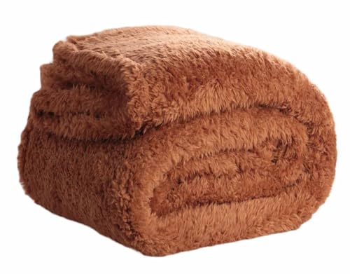 DoubleDry Teddy Kuscheldecke - 130x170cm - Oeko-Tex Zertifiziert - Weiche Sofadecke - Flauschige Wohndecke (Kamelbraun) von DoubleDry