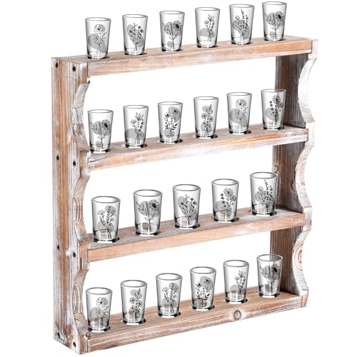 DoubleFill Holz Schnapsglas Vitrine Schnapsgläser Halter Wand Schweberegale Bar Sammlung Ständer Sammlung Display Rack (Vintage Braun) von DoubleFill