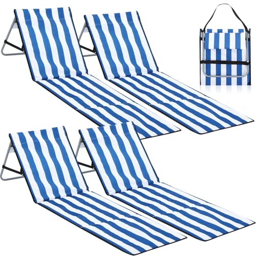 DoubleFill Tragbare Strandmatte, Loungesessel, faltbare Strandmatte mit verstellbarer Rückenlehne und Reißverschlusstasche, weiche Strandliegen, leichter Rucksack, Campingstühle für Reisen, von DoubleFill