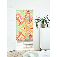 70Er Jahre Swirl Doorway Noren Vorhang, Kunst Wandteppich Baumwolle Leinen Wohnkultur, Farbe Retro Print Groovy Stoff Raumteiler Vorhang von DoubleKong