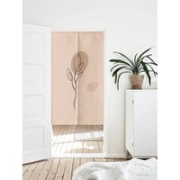 Aquarell Linie Rose Blume Kunst Tür Noren Vorhang, Wandteppich Videocall Hintergrund Dekor, Baumwolle Leinen Vorhang Raumteiler von DoubleKong