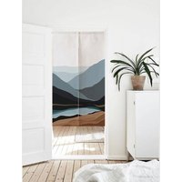 Blaue Landschaft Kunstdruck Türvorhang Noren, Wand Wandbehang, Farbblöcke Abstrakt Line Arts Linen Space Divider von DoubleKong