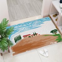 Bunte Joyful Print Fußmatte 50x80cm, Waschbare Eingangsmatte, Schmutz Entfernen Dienstprogramm Coil Matte, Indoor Outdoor Blauer Himmel Sweet Home von DoubleKong
