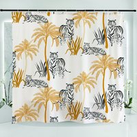 Gold Palm Tree Duschvorhang, Wasserdicht Waschbar 21x71In, Big Cat Tiger Schwarz Trendy Moderner Duschvorhang von DoubleKong