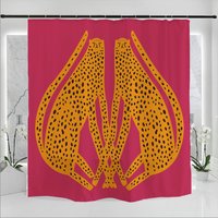 Hand Gezeichneter Niedlicher Leoparden-Pink-Duschvorhang, Wasserdicht, Waschbar 71 X Zoll, Housewarming-Geschenkideen Bunter Tierdruck-Duschvorhang von DoubleKong