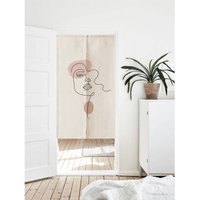 Handgezeichnete Frauen Illustration Eingang Noren Vorhang, Wandteppich Videocall Hintergrund Dekor, Moderne Kunst Baumwolle Leinen Tür Vorhang Raum von DoubleKong